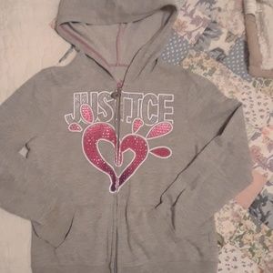 Girls size 7 zip-up Justice hoodie